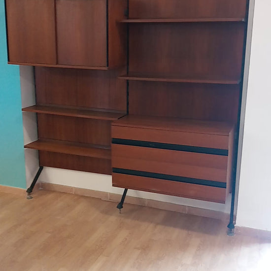 Sistema a parete modulare "Urio" di Ico e Luisa Parisi per MiM 1957, Libreria due moduli, Italia 60's