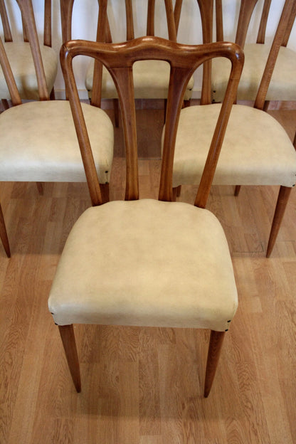 Set 6 sedie mid-century modern design italiano prodotte negli anni 60 con similpelle bianca in perfette condizioni