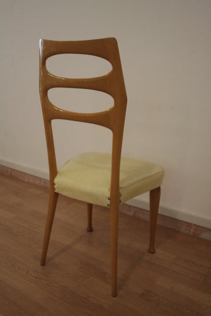 Sedia da pranzo vittorio dassi in legno con schienale ovale traforato set di 6 da dario raia antiquariato
