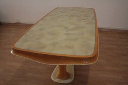 Tavolo da pranzo rettangolare con base a piedistallo vittorio dassi anni 50 stile pranzo mid-century moderno da dario raia antiquariato