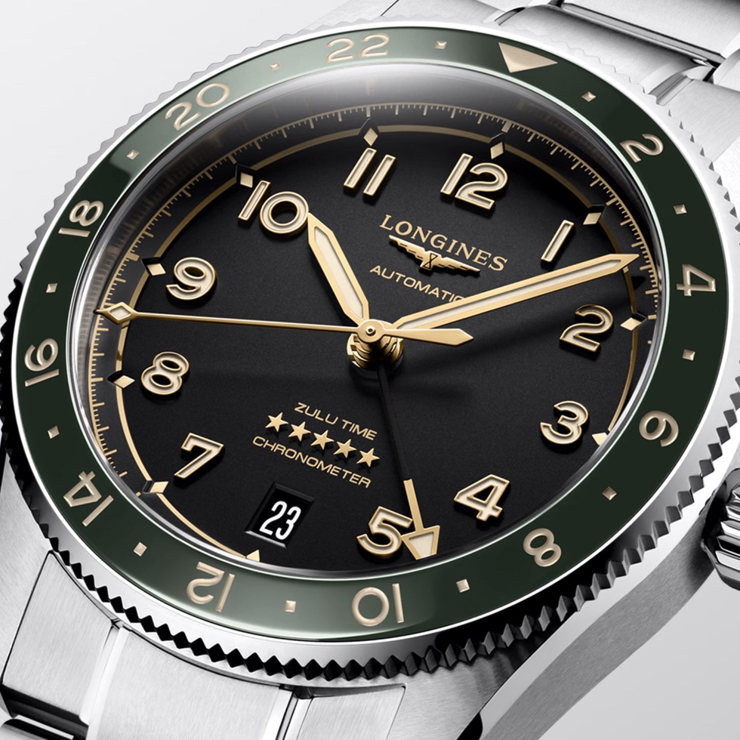 Longines orologio Spirit Zulu Time 39mm antracite automatico acciaio L3.802.4.63.6